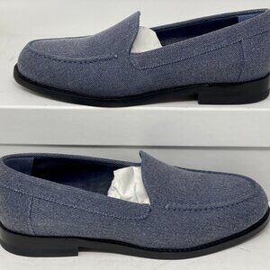 Manolo Blahnik Dineguardo Blue Denim Moc Toe Loafers 38.5 EU
